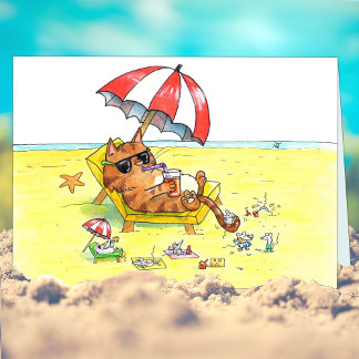 Sommar Helgdagar Cat Hälsning Kort