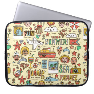Sommar Helgdagar Vacation Travel Funny Doodle vint Laptop Fodral