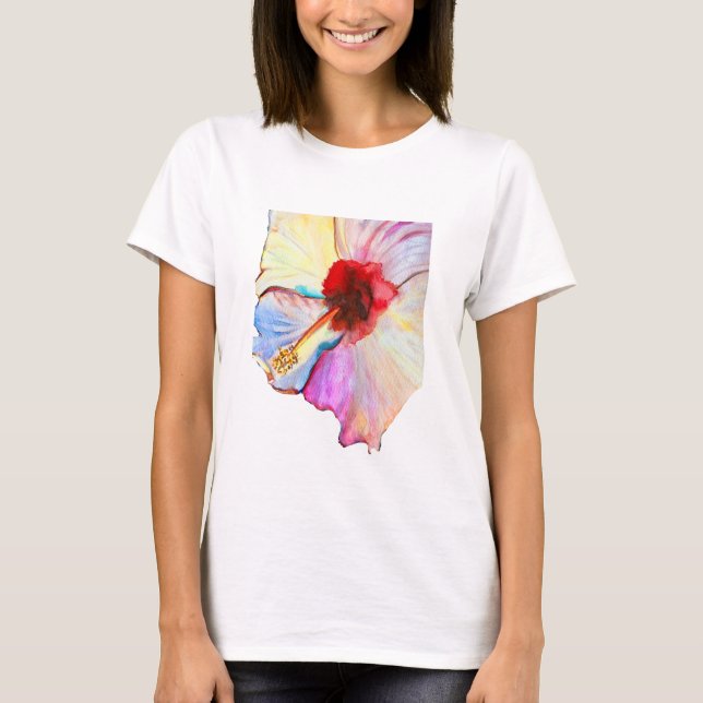 Sommar hibiskus akvarell konst t shirt (Framsida)