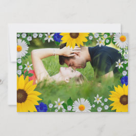 Sommar Himlar Blue Blommigt Bröllop Spara Datumet