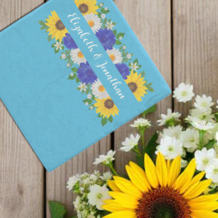 Sommar Himlar Blue Blommigt Bröllop Stenunderlägg