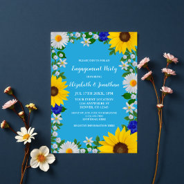 Sommar Himlar Blue Blommigt Förlovningsfest Inbjudningar