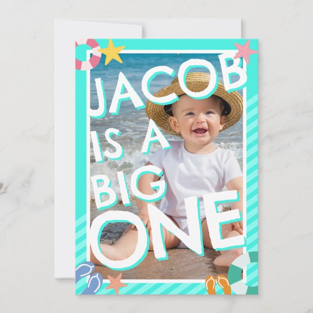 Sommar Himlar Blue Boys 1:a födelsedag Inbjudningar (Framsida)