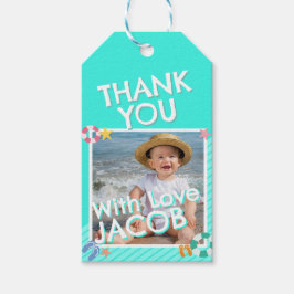 Sommar himmel blå pojkar 1-årsdag  presentetikett