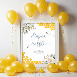 Sommar Honey Bee Baby Shower Blöja Lotteri Poster