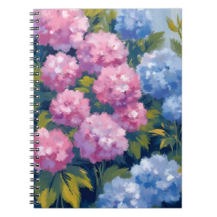 Sommar Hortensior Rosa & Blå Kustblommor Anteckningsbok