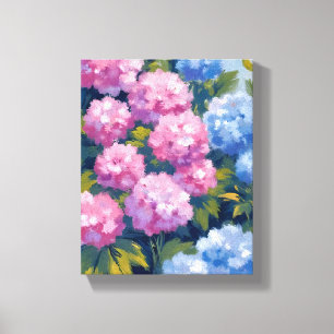 Sommar Hortensior Rosa & Blå Kustblommor Canvastryck
