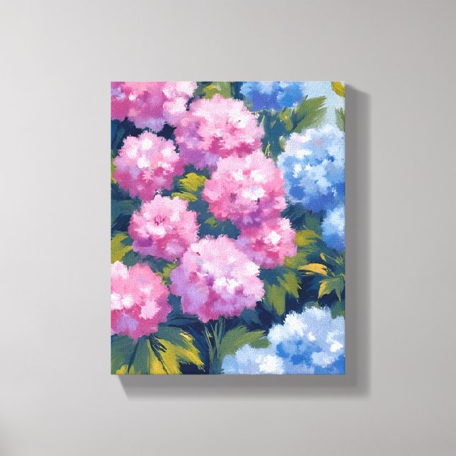 Sommar Hortensior | Rosa & Blå Kustblommor Canvastryck (Framsida)
