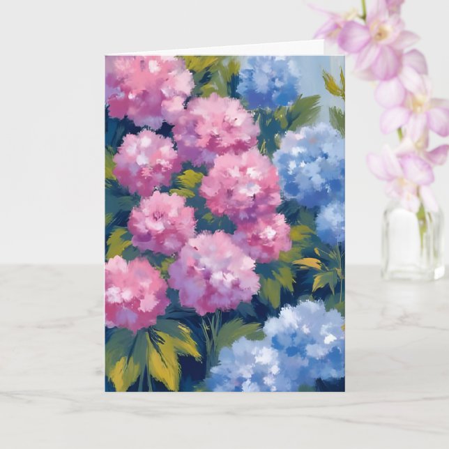Sommar Hortensior | Rosa & Blå Kustblommor Kort (Orkide)