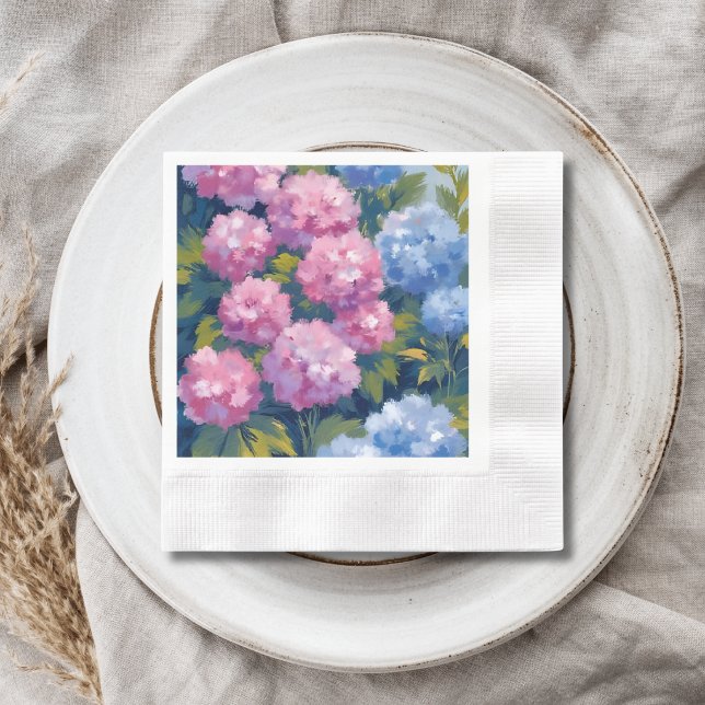 Sommar Hortensior | Rosa & Blå Kustblommor Pappersservett (Skapare uppladdad)