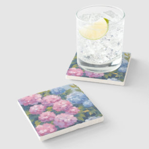 Sommar Hortensior Rosa & Blå Kustblommor Stenunderlägg