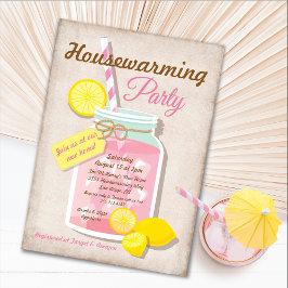 Sommar Houseuppvärmmason Burk Lemonade Party Inbjudningar