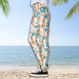 Sommar Hundar Colorful Personlig Monogram Mönster Leggings