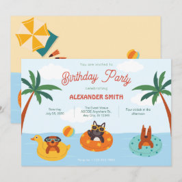 Sommar hundar på stranddagen inbjudningar