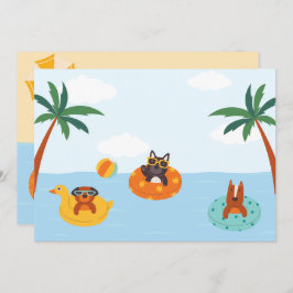 Sommar hundar på stranden julkort