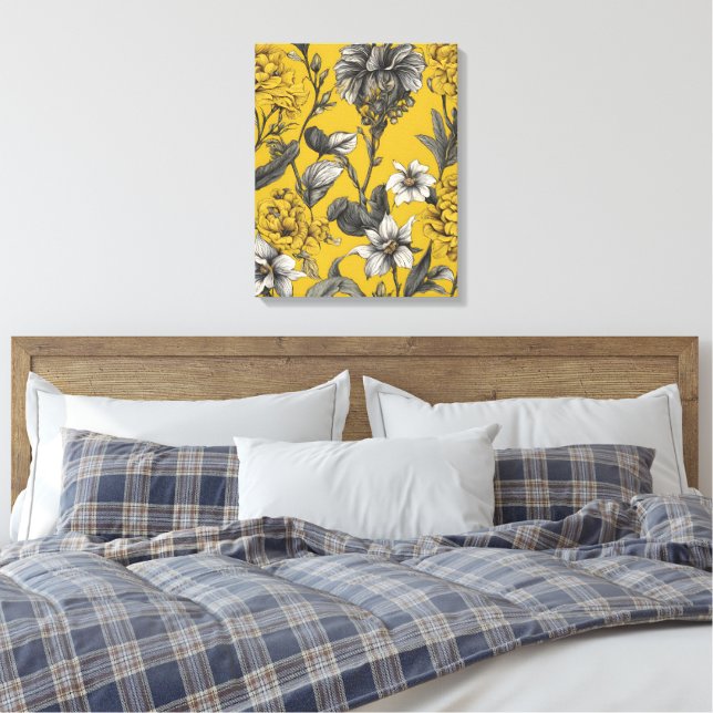 Sommar i blommigt gult Ai konst  Canvastryck (Insitu (sovrum))