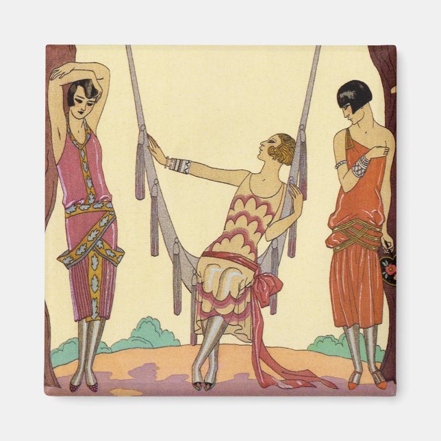 Sommar i Frankrike Art Deco Magnet (Framsidan)