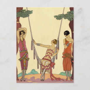 Sommar i Frankrike Art Deco-vykort Vykort