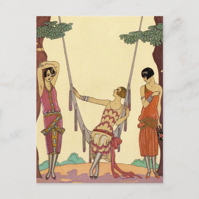 Sommar i Frankrike Art Deco-vykort Vykort (Framsida)