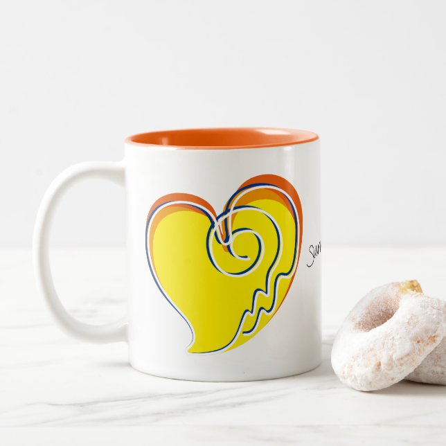 Sommar i Kärlek - Sol & Beach Heart Två-Tonad Mugg (Med munk)