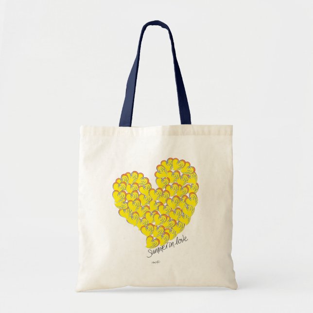 Sommar i Kärlek - Sol & Beach Hearts Tote Bag Tygkasse (Framsidan)