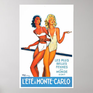 Sommar i Monte Carlo Monaco Frankrike vintage reso Poster