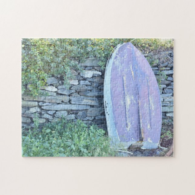 Sommar i Portland Maine Rowboat Beach Fotograph Pussel (Horisontell)