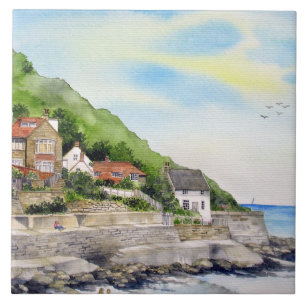 Sommar i Runswick Bay England Farida Greenfield Kakelplatta
