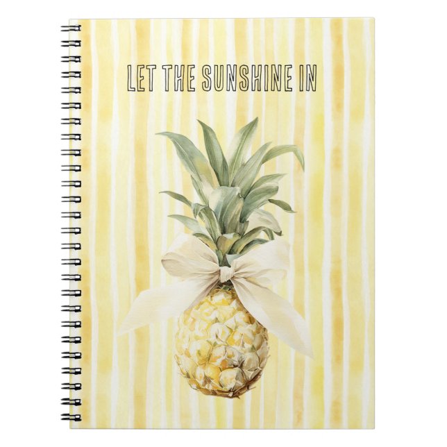 Sommar i sol gula randiga ananas anteckningsbok (Framsidan)