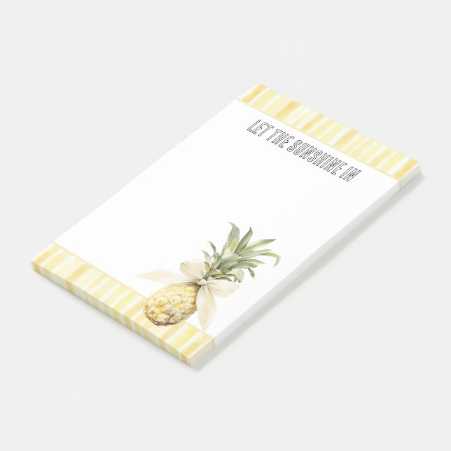 Sommar i Solen Gula Ränder Ananas Post-it Block (Vinklad)