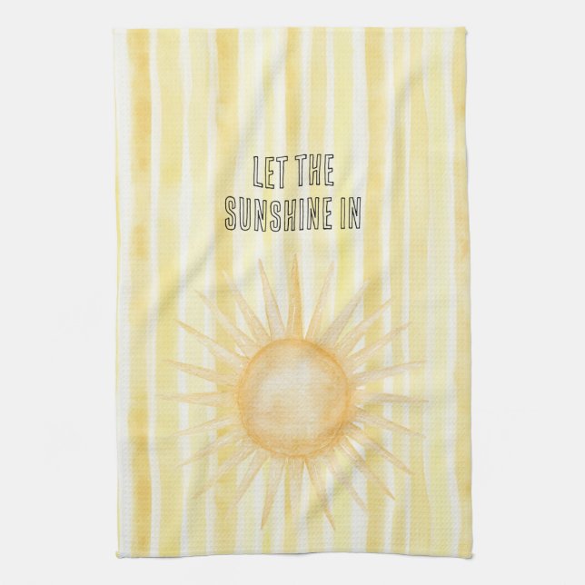 Sommar i solen gula ränder   kökshandduk (Vertikal)