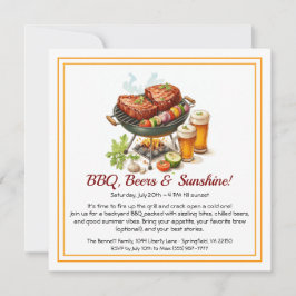 Sommar-inbjudan till BBQ & Beer Party - Backyard C Julkort