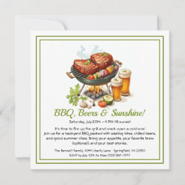 Sommar-inbjudan till BBQ & Beer Party - Backyard C Julkort