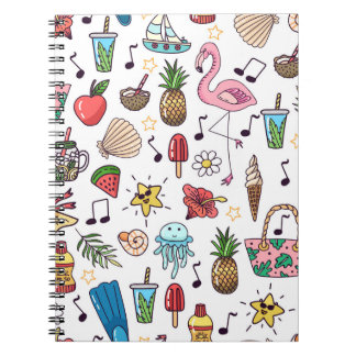 Sommar Inslag Vintage Sömlös Mönster Anteckningsbok