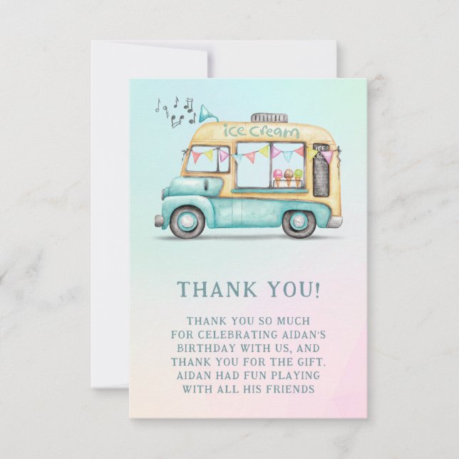 Sommar Isglassbil Födelsedagsfest Tack Kort (Framsida)