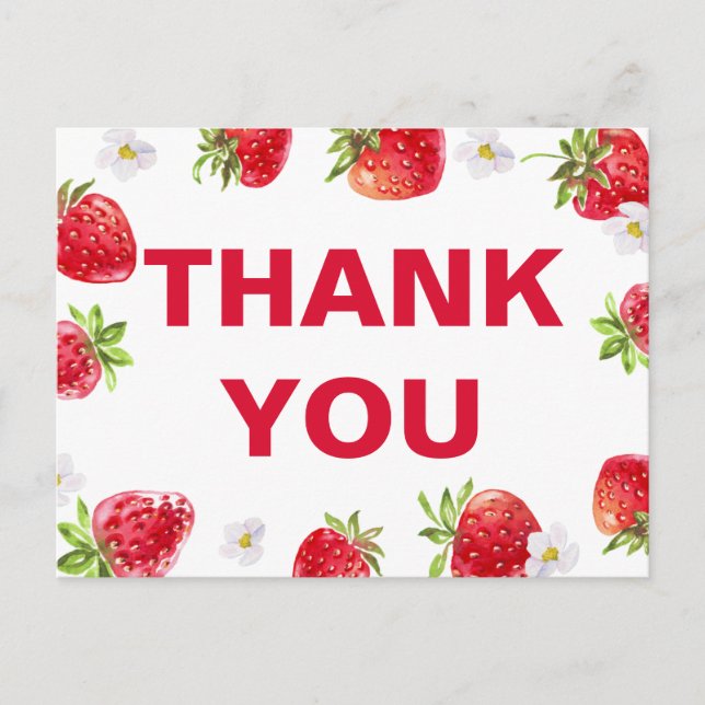 Sommar Jordgubbe Frukt Söt Bebis Babyfest Vykort (Framsida)