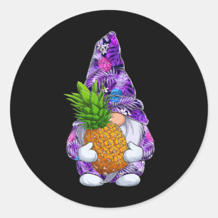 Sommar jul Xmas hawaiiansk pineapple gnome jul i Runt Klistermärke