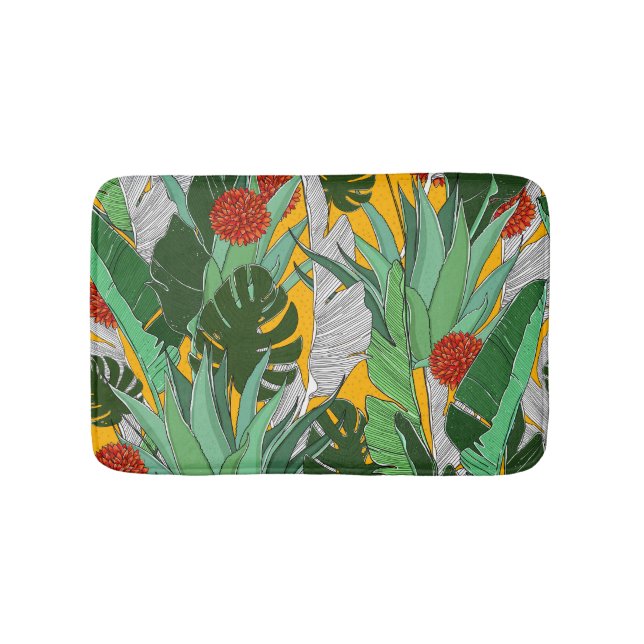 Sommar Jungle: Bright Handflatan Mönster. Badrumsmatta (Framsidan)