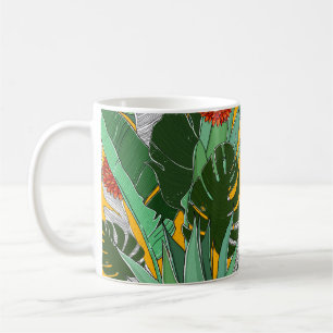Sommar Jungle: Bright Handflatan Mönster. Kaffemugg