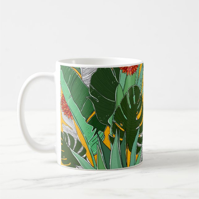 Sommar Jungle: Bright Handflatan Mönster. Kaffemugg (Vänster)