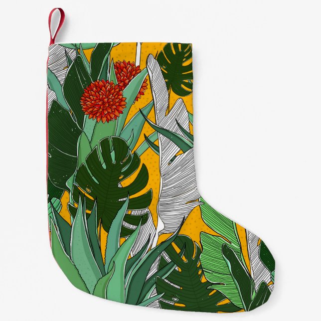 Sommar Jungle: Bright Handflatan Mönster. Liten Julstrumpa (Framsidan)