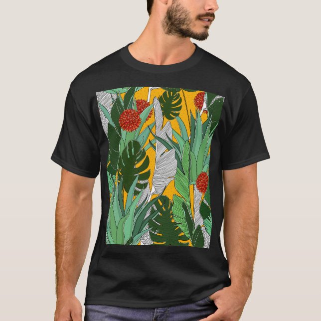 Sommar Jungle: Bright Handflatan Mönster. T Shirt (Framsida)