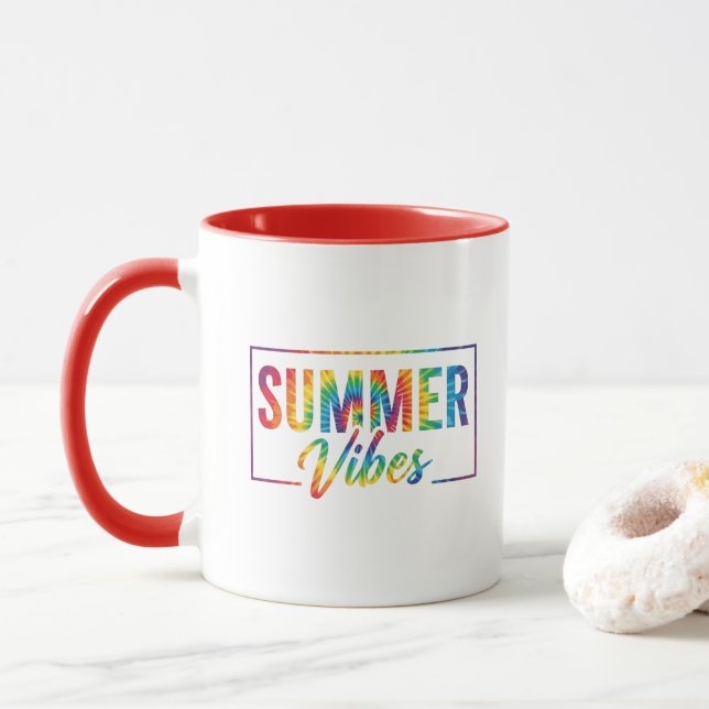 Sommar Kaffe Mugg med Tie-Dye Regnbåge - Djärv (Med munk)