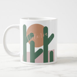 Sommar Kaktus Öken Solnedgång Namn Kaffe Mugg Jumbo Mugg