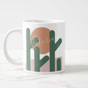 Sommar Kaktus Öken Solnedgång Namn Kaffe Mugg Jumbo Mugg