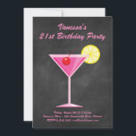 Sommar-kalkbrädet och Rosa 21:a födelsedagen Party Inbjudningar<br><div class="desc">Denna färgstarka, födelsedagsfest inbjudan accentueras med en roligt rosa cocktail på en kritersbakgrund, skapar perfekten för sommaren, tropiska, luau eller bassäng 21:a födelsedagen Party. Det är enkelt att anpassa med dina egna uppgifter och din ålder. Om du behöver hjälp eller ytterligare samordningsposter kontaktar du oss bara på prettyfancyinvites@gmail.com med din...</div>