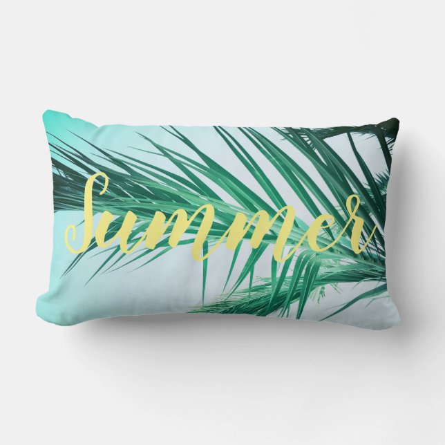 Sommar Känsla Palmträd Blad Kudd Cylindkudde Lumbarkudde (Framsida)