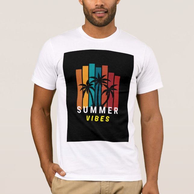 Sommar Känsla Palmtre Grafisk T-Shirt (Framsida)