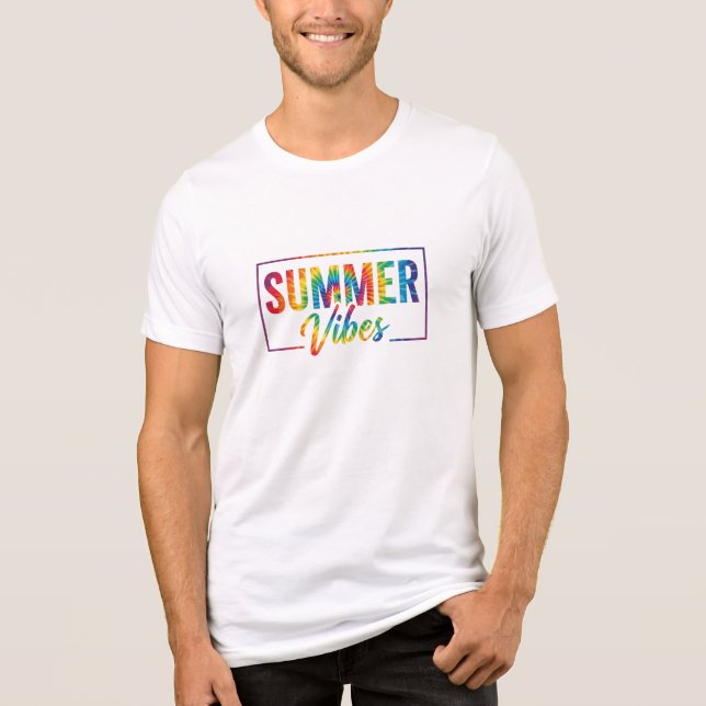 SOMMAR Känsla Tie-Dye T-Shirt – Färgrik Regnbåge (Framsida)