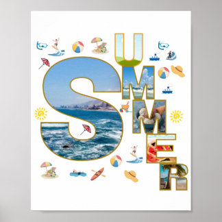 Sommar Känsla Typografi Kollage Konst Poster